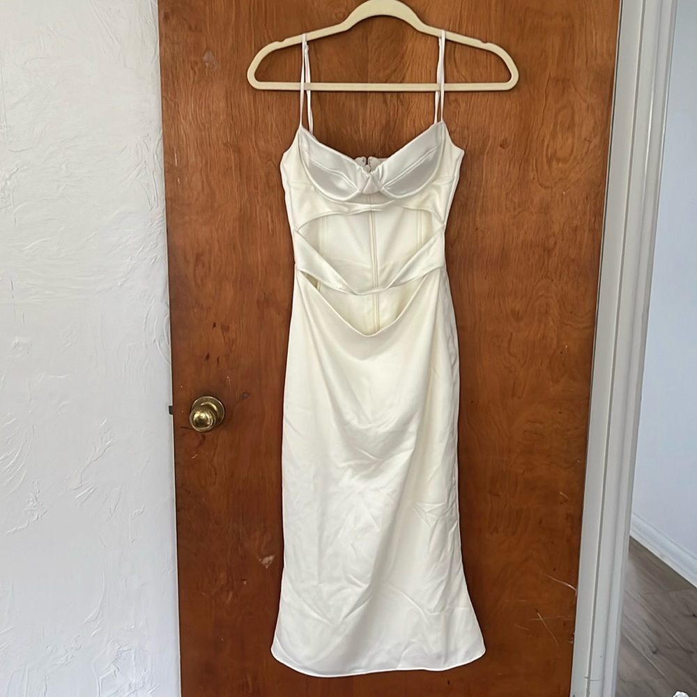 House of CB White Satin Dress